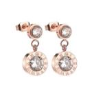 Fashion Plated Rose Gold Earrings With White Austrian Elementcrystal