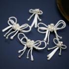 Wedding Faux Pearl Satin Bow Hair Clip / Earring / Set Set Of 4 - White - One Size