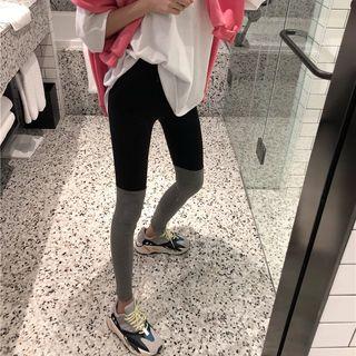 Two-tone Leggings Gray & Black - One Size