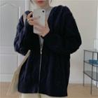 Zip Cable Knit Hoodie