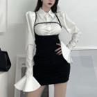 Flare-sleeve Shirt / Suspender Skirt