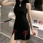 Sleeveless Bodycon Mini Qipao Dress