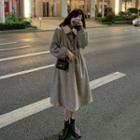 Long-sleeve Plaid Midi Dress Dress - One Size