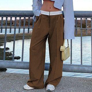 Striped Straight Leg Wide-fit Pants