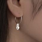 Drop Hoop Sterling Silver Earring 1 Pair - 925 Silver - Ring Buckle Earring - Silver - One Size