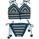 Color-block Knit Bikini