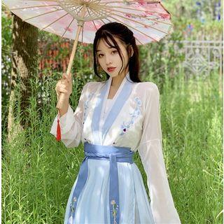 Embroidered Light Jacket / Camisole Top / Midi Skirt