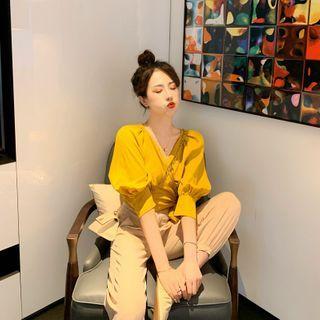 V-neck Long-sleeve Top / Dress Pants