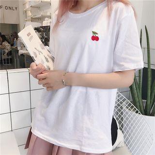 Embroidered Cherry Short-sleeve T-shirt