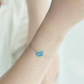 925 Sterling Silver Ocean Disc Bracelet As Shown In Figure - One Size