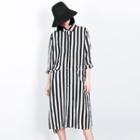 Striped Shirt Dress Stripes - Black & White - One Size