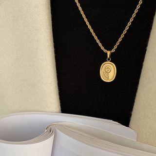 Rose Pendant Stainless Steel Necklace