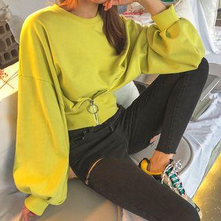 Zip-hem Cotton Pullover