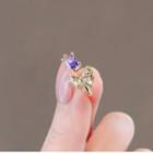Rhinestone Bow Open Ring Ly2522 - Purple - One Size