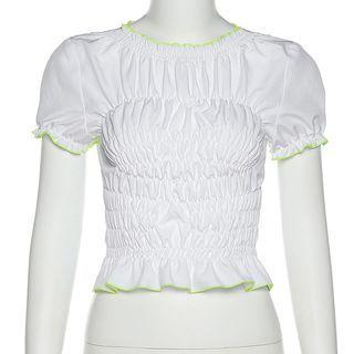 Puff-sleeve Lettuce Edge Blouse