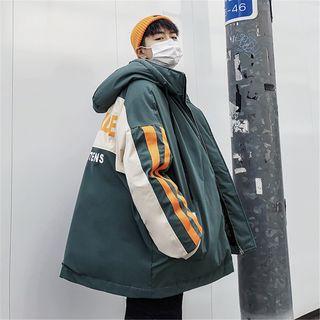 Padded Letter Hooded Zip Coat