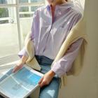 Pocket-front Cotton Long Shirt