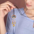 Retro Crystal Flower Pendant Necklace Gold - One Size