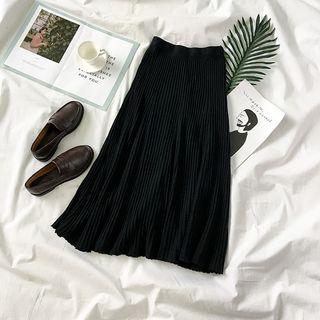 Accordion Pleat Midi Skirt Black - One Size