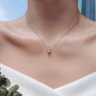 925 Sterling Silver Faux Crystal Unicorn Pendant Necklace Silver - One Size