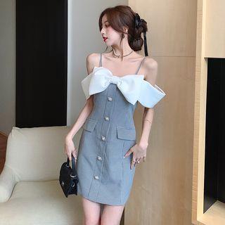 Off Shoulder Bow Mini Sheath Dress