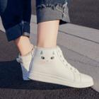 Faux Leather Cat Print Fleece-lined High-top Sneakers