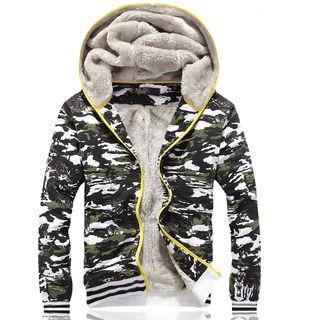 Set: Camouflage Fleece Lined Zip Hoodie + Sweatpants