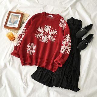 Flake Jacquard Sweater Red - One Size