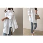 Slit-side Ruffle-hem Shirt