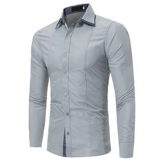 Long-sleeve Elbow-applique Shirt