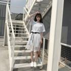 Set : Short-sleeve T-shirt Dress + Mesh Skirt