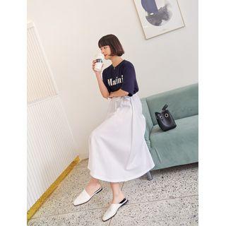 Plus Size Maxi Flare Skirt With Sash