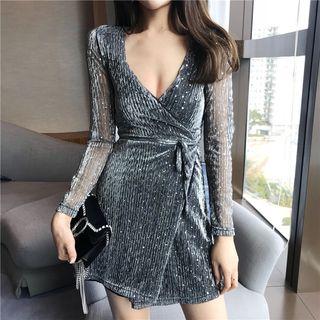 Long-sleeve Sheer Mini Dress