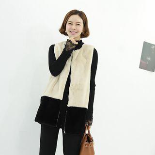 Two-tone Faux-fur Zip Vest