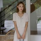 Set: Cardigan + Tie-strap Long Dress