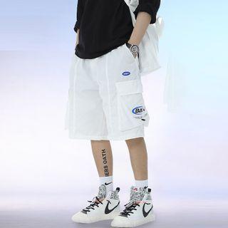 Letter Print Cargo Wide Leg Shorts