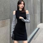 Contrast Sleeve Cutout Knit Top / Dress