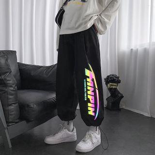 Neon Lettering Harem Sweatpants