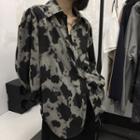 Leopard Print Shirt Dark Gray - One Size