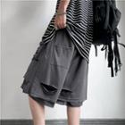 Mock Two Piece Distressed Wide Leg Shorts