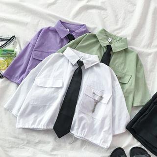 Set: Short-sleeve Shirt + Chain Safety Pin + Necktie