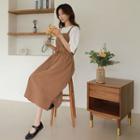 Tab-detail Drawstring Long Overall Dress