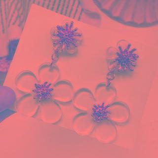 Acrylic Flower Drop Earring 1 Pair - Transparent - One Size