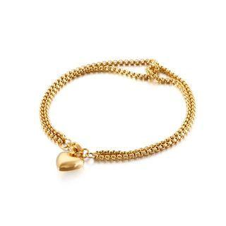 Simple And Fashion Plated Gold Heart-shaped 316l Stainless Steel Double-layer Bracelet Golden - One Size