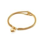 Simple And Fashion Plated Gold Heart-shaped 316l Stainless Steel Double-layer Bracelet Golden - One Size
