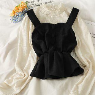 Colorblock Mock Two-piece Crop Blouse