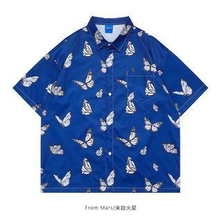 Short Sleeve Butterfly Print Shirt