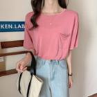 Elbow-sleeve Sheer T-shirt