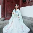 Embroidered Hanfu Blouse / Light Jacket / Strapless Maxi A-line Dress / Set