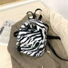 Zebra Print Fluffy Mini Backpack
